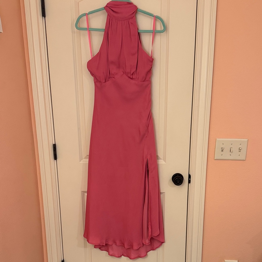 Elegant Pink Halter Dress